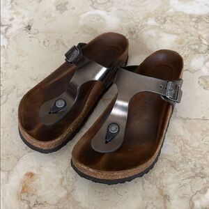 Birkenstock Gizeh Birko-Flor Sandals Dark Metallic Grey